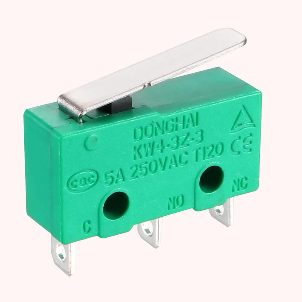 Концевые микропереключатели UXCELL, 20 шт., KW4-3Z-3, SPDT, без NC, 3 клеммы, мгновенный короткий прямой рычаг, зеленый переключатель, аксессуары