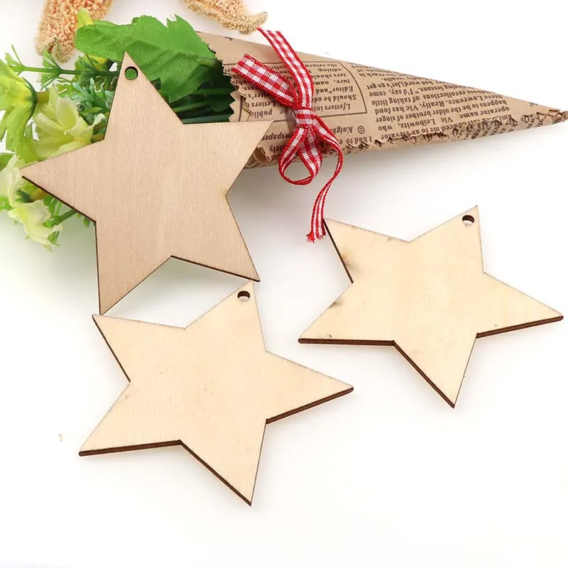 10Pcs DIY 8cm hole with five-pointed star pendant with hemp rope chips Crafts Scrapbooking Supplies  Hand-made Graffiti Buttons