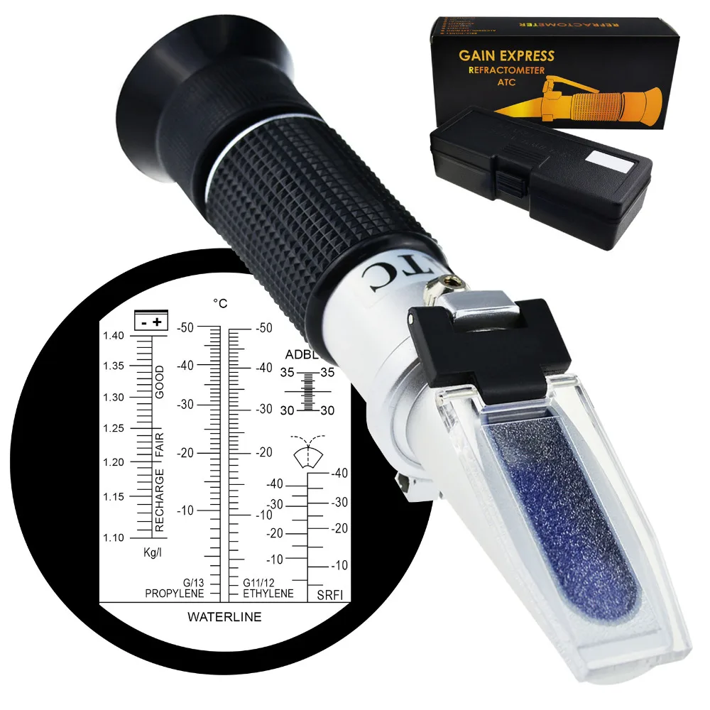 Anticongelante Congelamento Ponto Refrigerante Tester Adblue Concentração Etileno Glicol Refratômetro da Bateria de Carro 6-em1 Atc