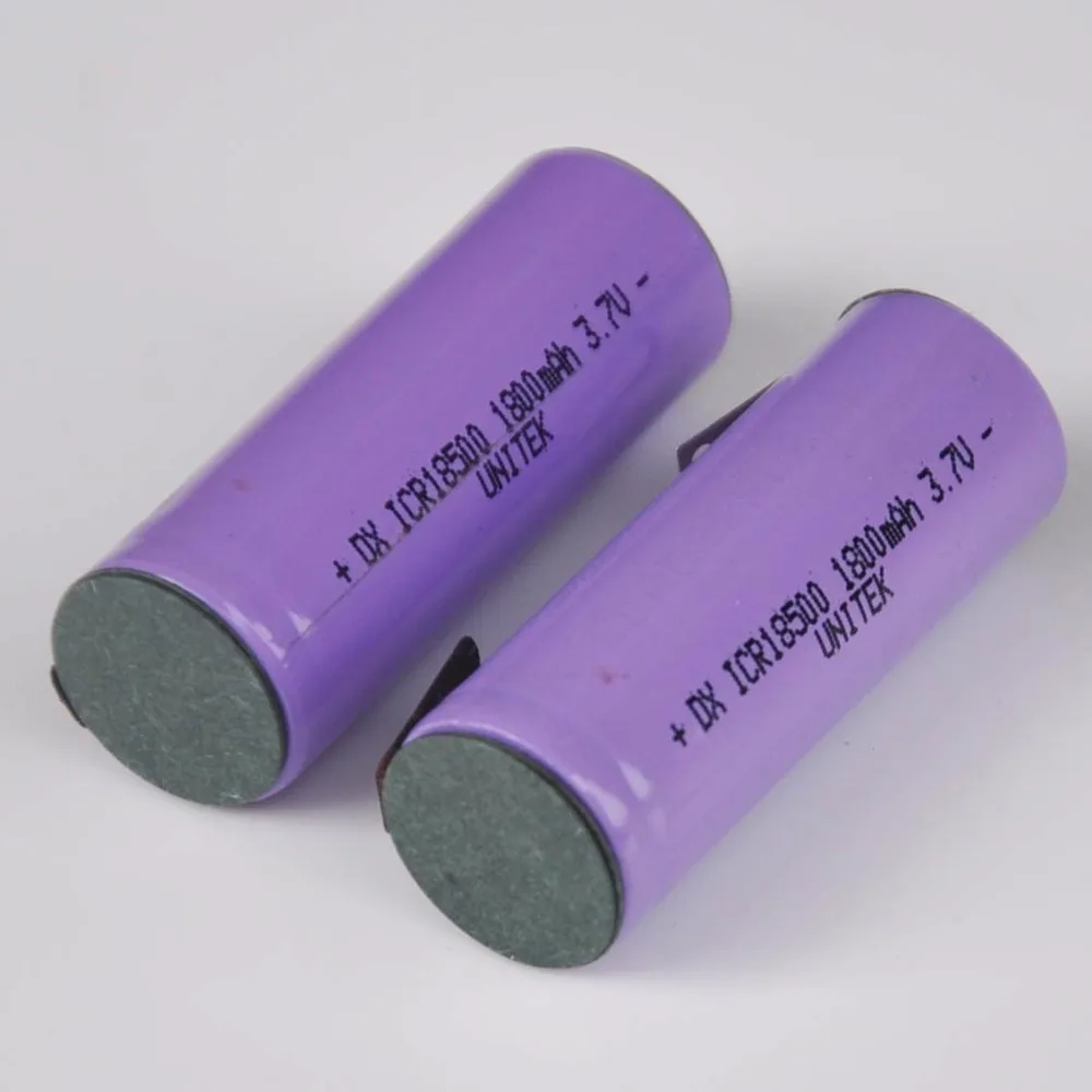 2-5PCS 3.7V 18500 rechargeable lithium ion battery 1800mah  li-ion cell with welding pins tabs for speaker torch electirc shaver