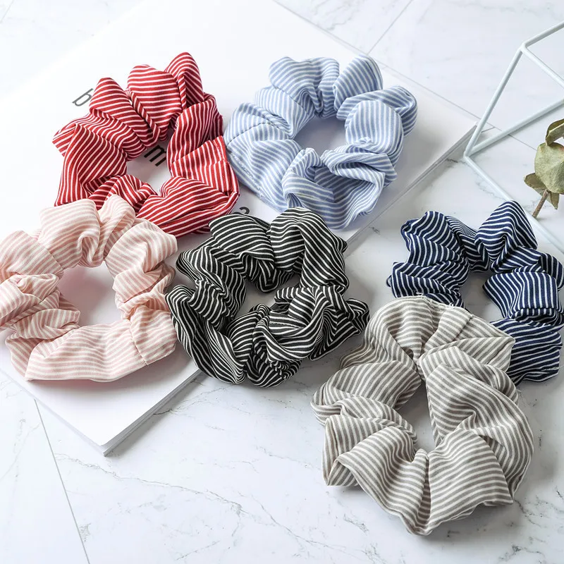 Fashion Girls Women stripe hair accessories Creative Chiffon small fresh flower seamless headband rubber band elastic hair bands