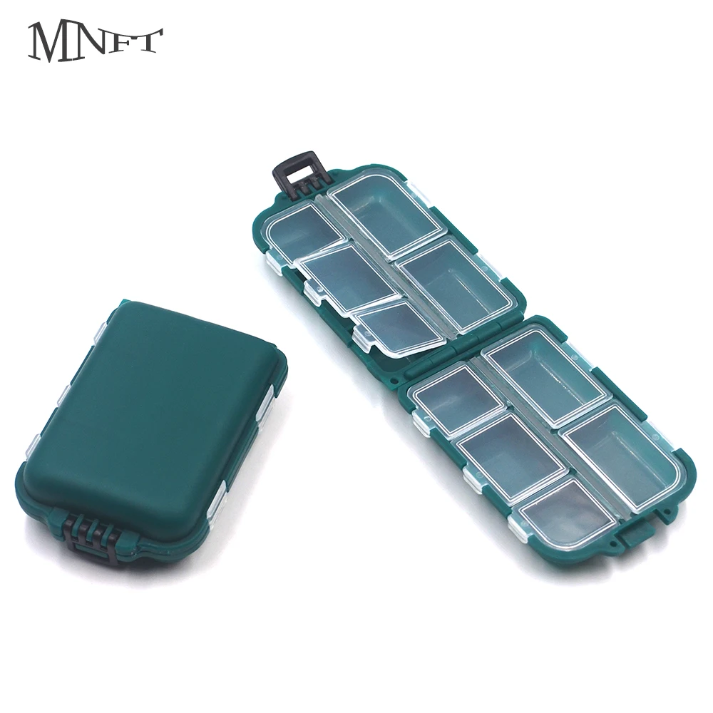 MNFT 1Pcs Army Green Small 10 Compartments Waterproof Hard Fishing Tackle Box Case Hooks Lure Baits Storage Box