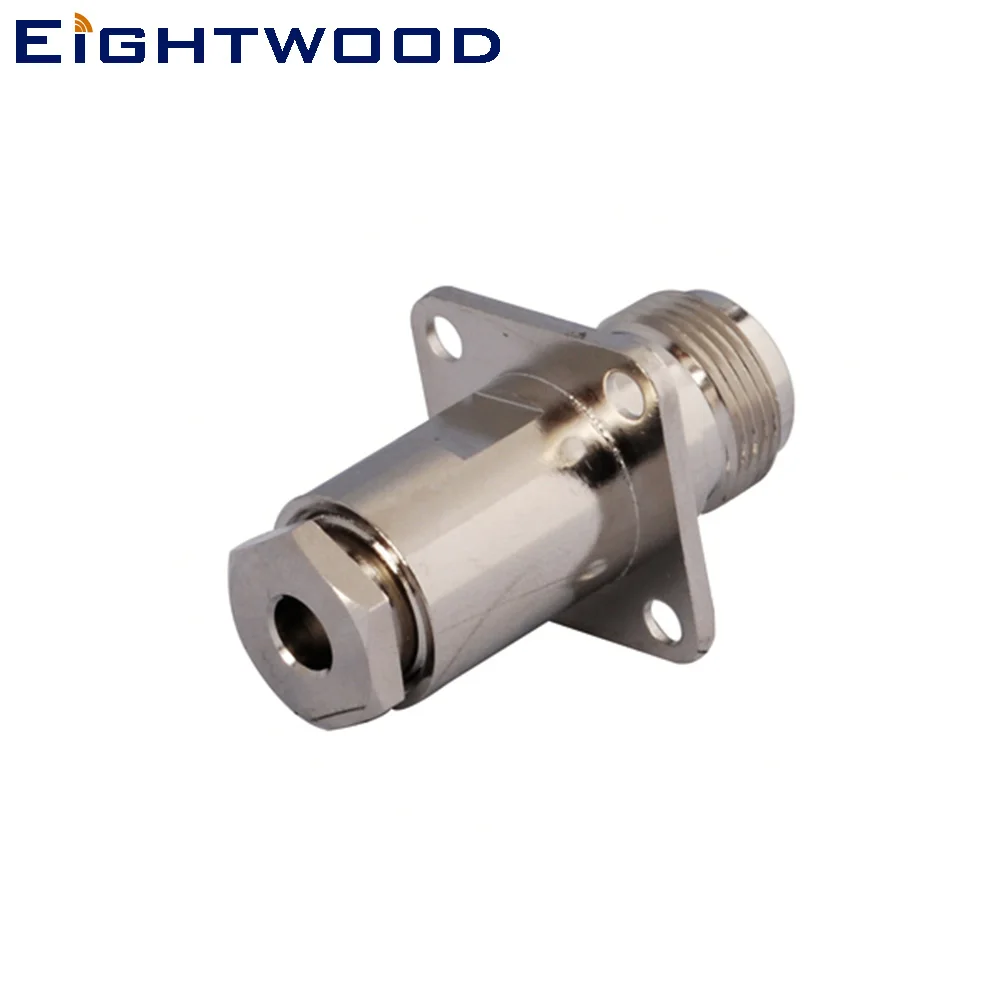 Eightwood N Jack Female Straight Panel Receptacle RF Coaxial Connector Adapter for LMR 195 RG58 Cable Four Holes Panel Mount