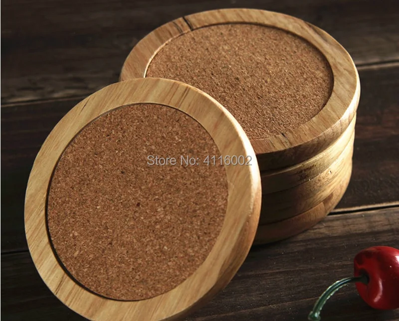 

Natural Round Wood Coffee Cup Mat Heat Resistant Cork Coaster Mat Tea Drink Wine Pad Table Decor