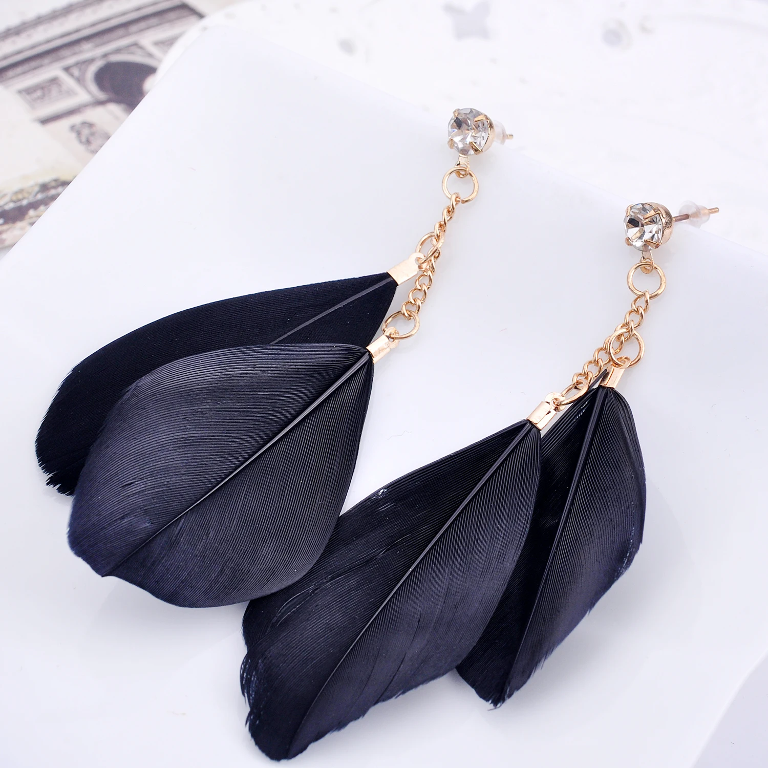 lureme 6 Colors Charm Women Feather Earrings Fashion New Colorful Vintage Luxury Long Dangle Earrings Bijoux Jewelry (er005294)