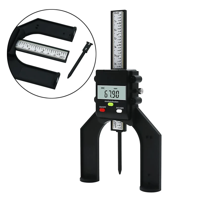 QSTEXPRESS Digital Depth Gauge Digital Tread Depth Gauge LCD Magnetic Self Standing Aperture 80mm Hand Routers