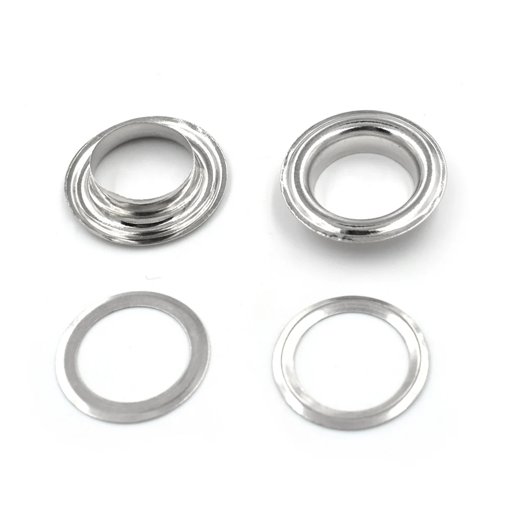 (100 SETS) Inner Diameter 12 MM Metal Eyelets Shoe Box Holes Canopy Cloth Drawstring Rivet Silver Buckle