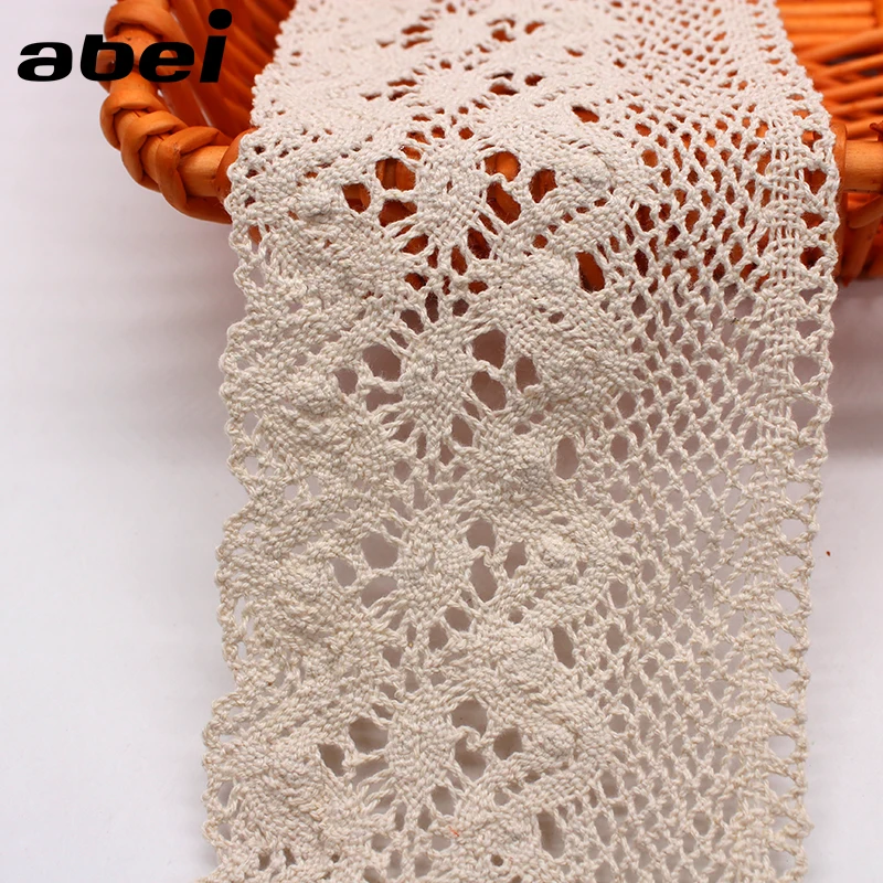 9.5cm 1yard Cotton Lace Ribbon Beige lace trims Hometexile Sofa Cloth Apparel Dress Wrap Embellishment DIY Handmade Patchwork