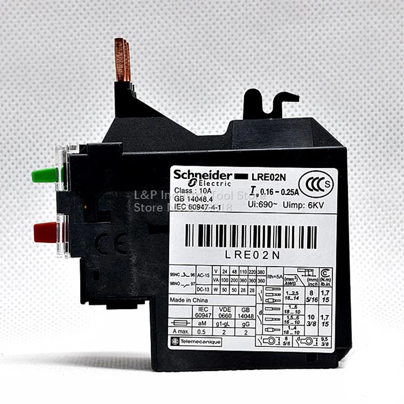 Original Schneider Motor Protective Circuit LR-E02N D3N Thermal Overload Relay LRE02N 0.16-0.25A Update LRN02N Contactor Protect