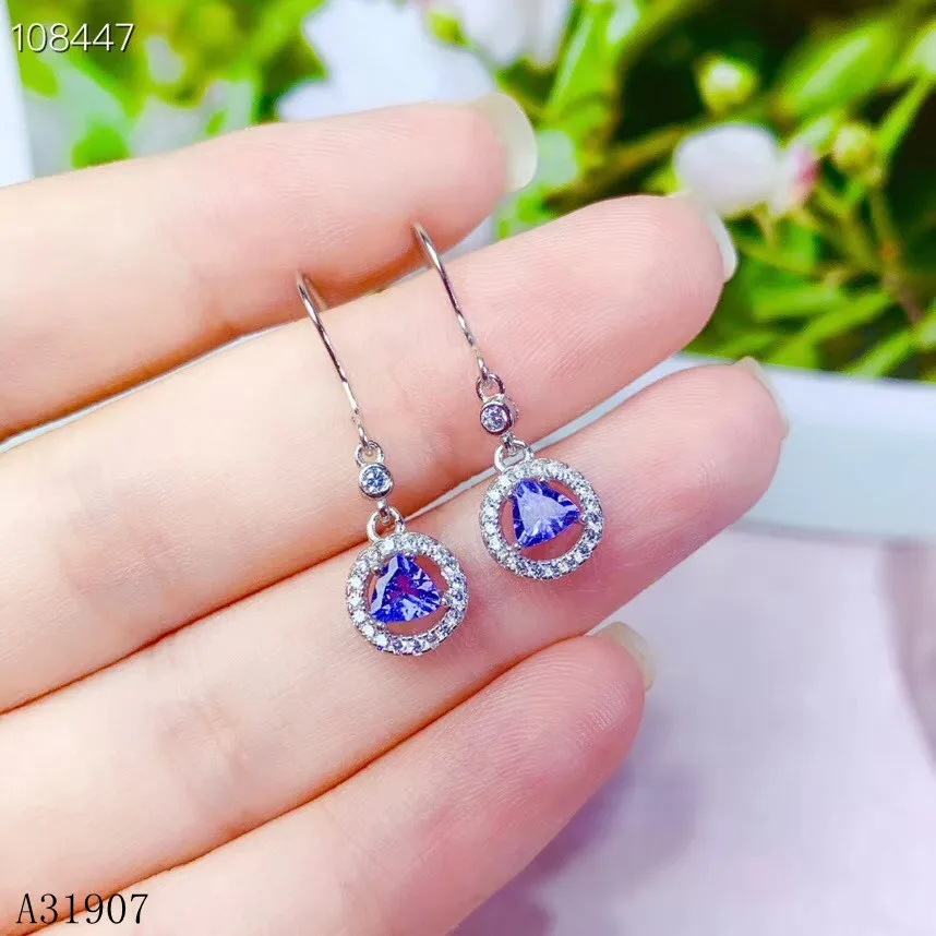 

KJJEAXCMY boutique jewelry 925 sterling silver inlaid natural tanzanite gemstone female earrings support detection new