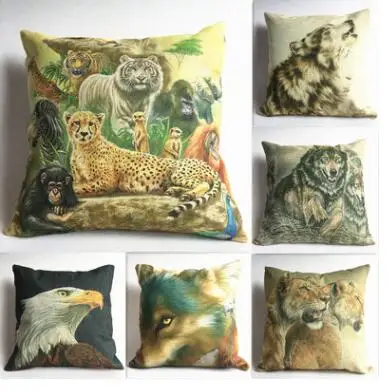 45x45cm wild wolf animal printed cushion cover pillow case home decorative waist pillow covers for lumbar cushion