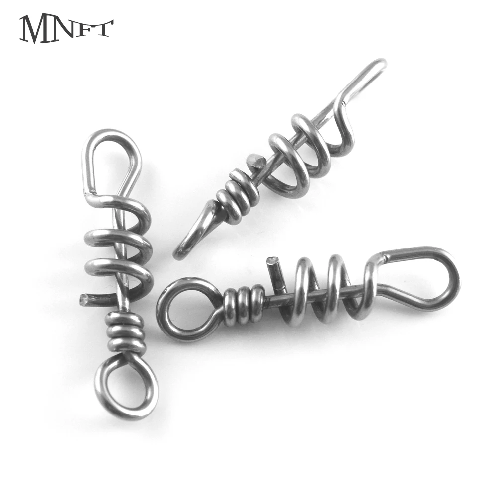 MNFT 5Pcs Fishing Screw Rolling  Heavy Duty Corkscrew Fish Hook Lure Stainless Steel Connector Terminal Tackle Outdoor Fishing