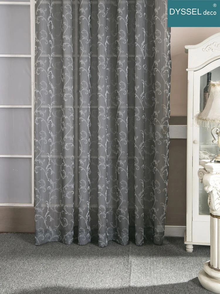Rideaux transparents en Jacquard géométrique, motif Floral rétro déco, Style américain, haut à œillets plissés pour fenêtre de salon et de chambre à coucher