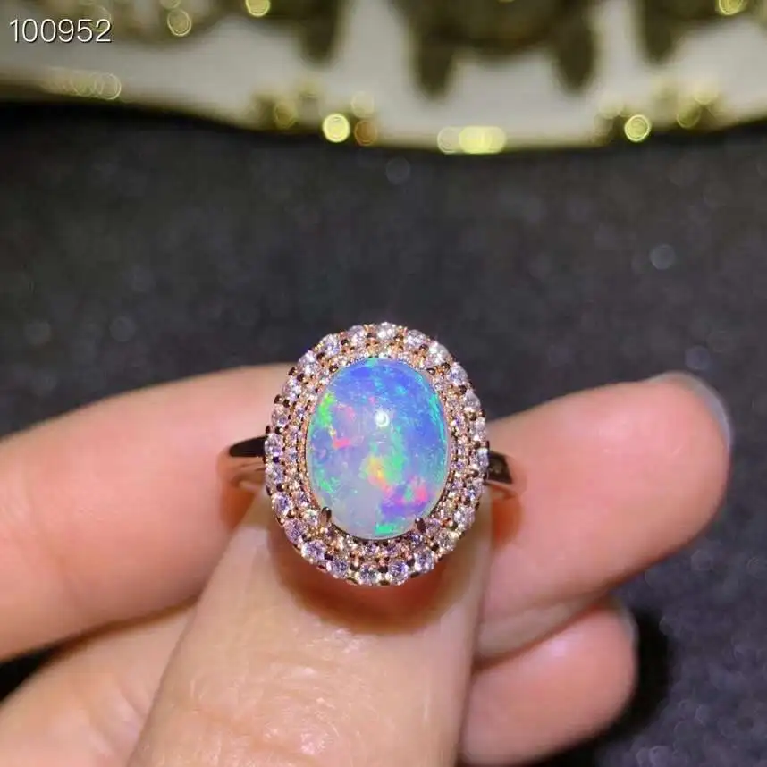 Kjjeaxcmy Boutique Schmuck reines Silber eingebettet Natur opal Stein Luxus Ring Unterstützung Erkennung