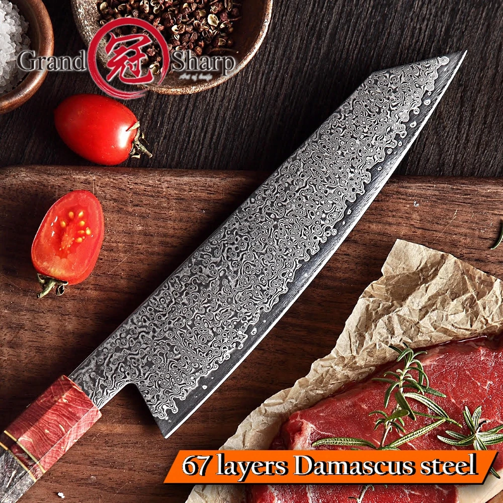 Imagem -02 - Chef Faca Facas de Cozinha Vg10 Aço de Damasco Japonês Alça Roxo Kiritsuke Ferramentas Fatia Faca Novo Estilo de Aparelhos de Cozinha em Casa