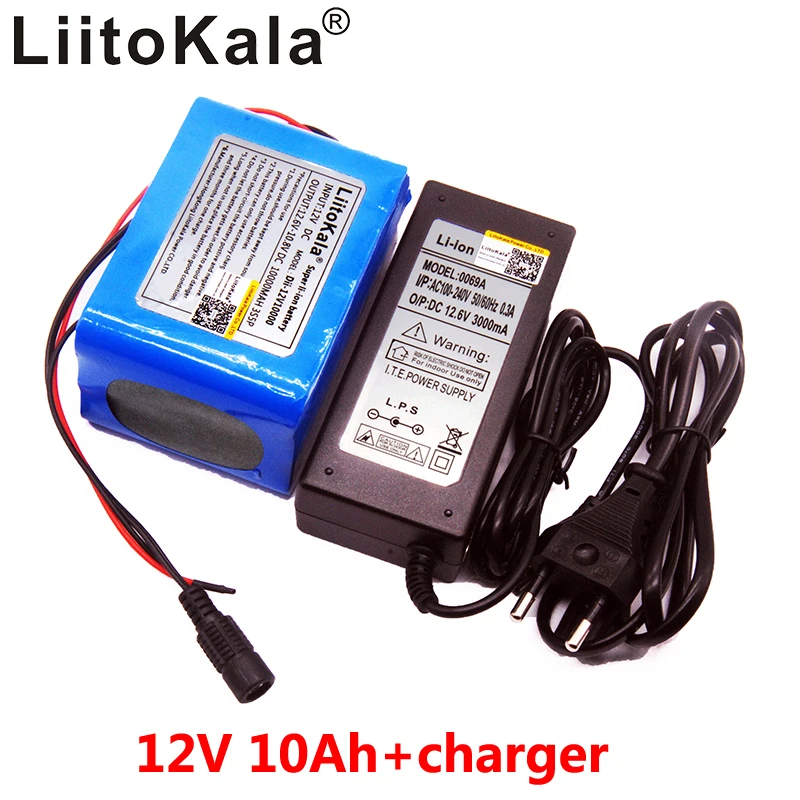 LiitoKala o dużej pojemności 12 V 10Ah 18650 akumulator litowy 12 v 10000 mAh z BMS do lampy LED 75W Xenon ues