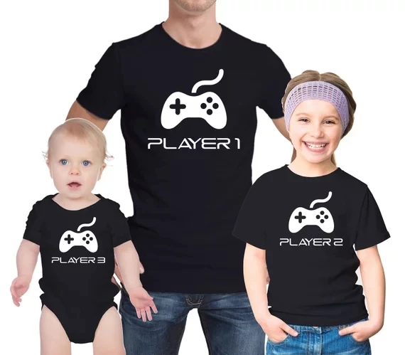 customize matching players family t-shirts and children baby grow vest set kid bodysuit romper baby shower Christmas gifts