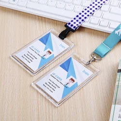 NO MOQ Acrylic Crystal Staff Access id lanyard Card badge holder for office school Exhibition with custom lanyard neck strap