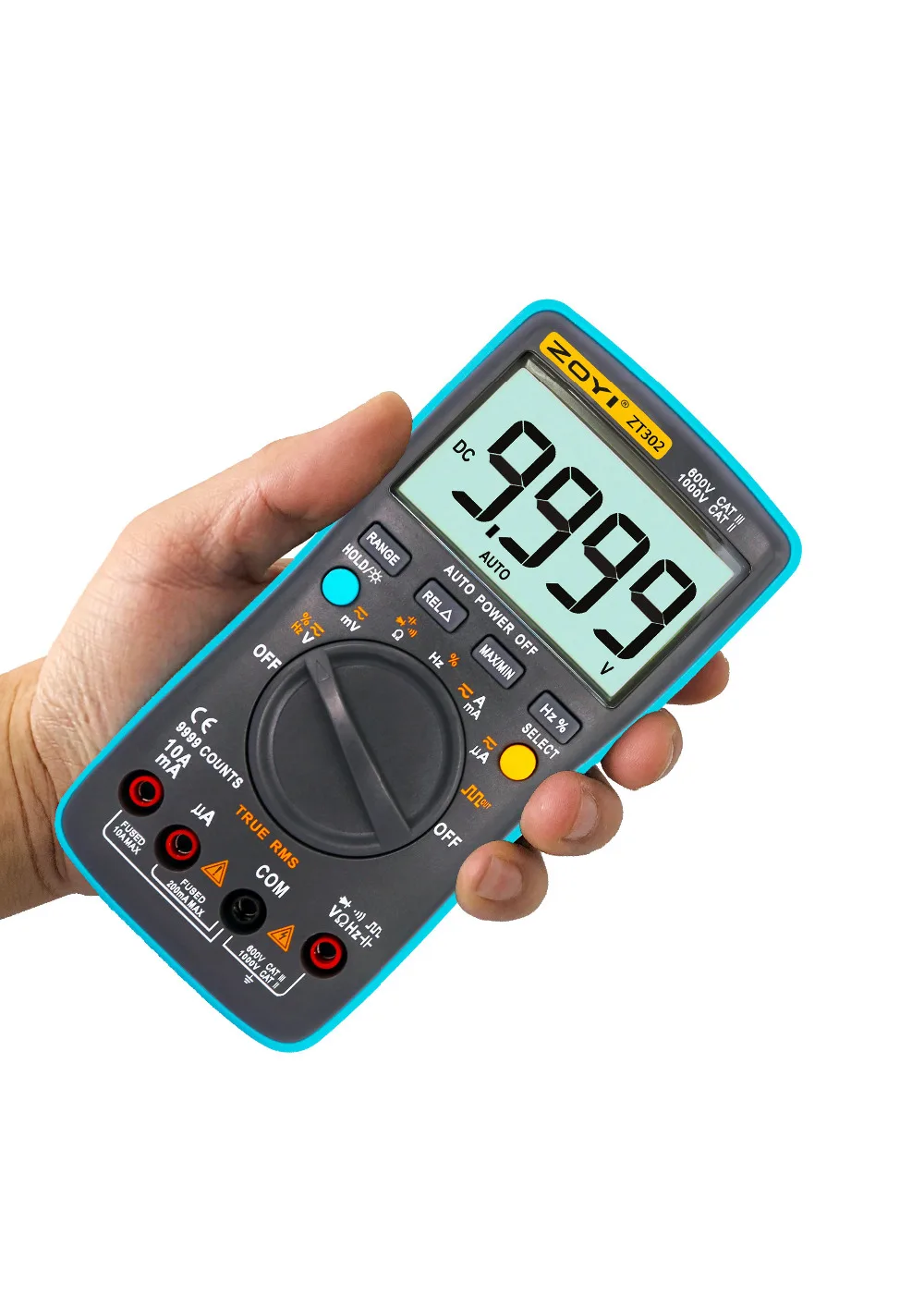 ZOYI ZT302 Measurement 9999 Counts Multimeter Automatic Range True RMS Digital Electrical Tester BZ