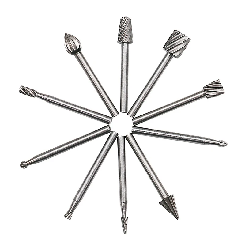 Imagem -02 - Hss Routing Router Bits Burr Rotary Tools Rotary Carving Faca Esculpida Cutter Tool Gravura Wood Working Usado para Dremel 10 Pcs