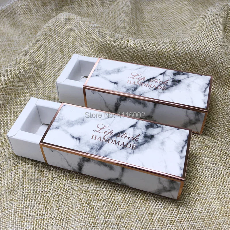 200pcs Marbling Lipstick Packing Paper Box Lip Tube Sample Gift Boxes 2.6*2.6*8.6cm Drawer Type Lipstick Box