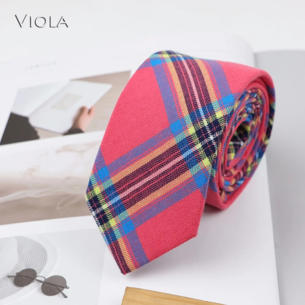 Young Men Soft Cotton Striped Plaid Necktie Mint Green Pink 6cm Casual Skinny Ties Tuxedo Party Fashion Cravat Gift Accessory