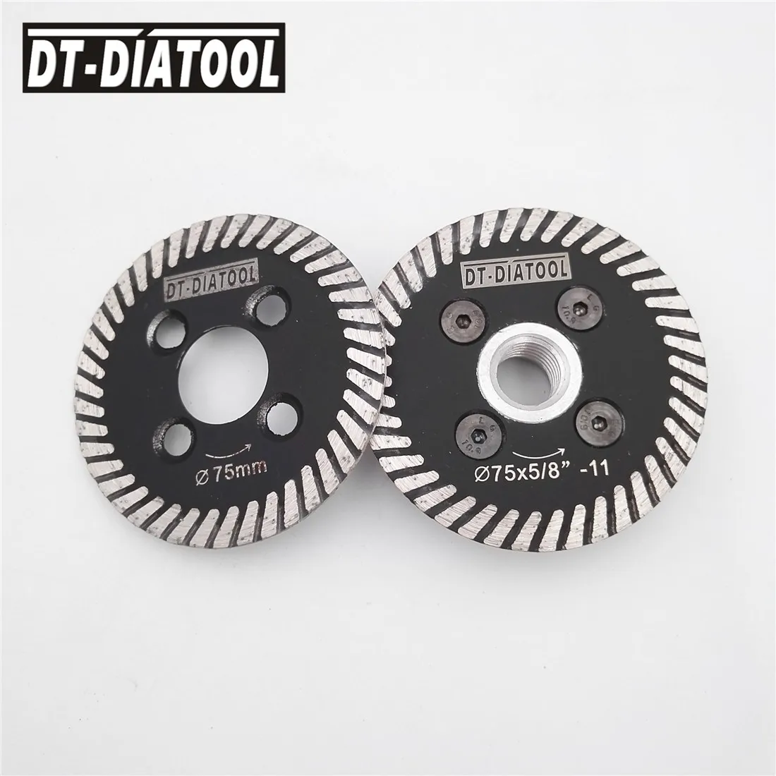 DT-DIATOOL 1pc Dia 75mm Hot pressed mini carving disc turbo diamond Segmented Engraving saw blade with removable 5/8-11 flange