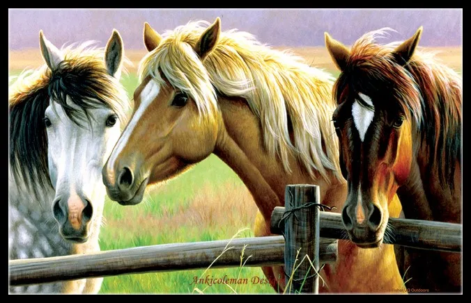 

Horse Fence - Counted Cross Stitch Kits - Handmade Needlework for Embroidery 14 ct Cross Stitch Sets DMC