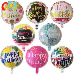 7 Pcs 18 Inch Happy Birthday Round Balloons Helium Foil Balloons Kids Adult Birthday Party Decorations Supplies Baby Shower