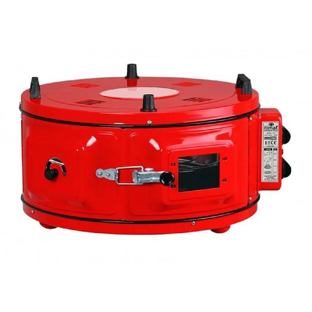 RED COLOR Commercial Round Countertop 220V Drum Oven Bakery Pastry Snack Cookie Roaster Pizza Multipurpose Oven 2xPan included image 3
