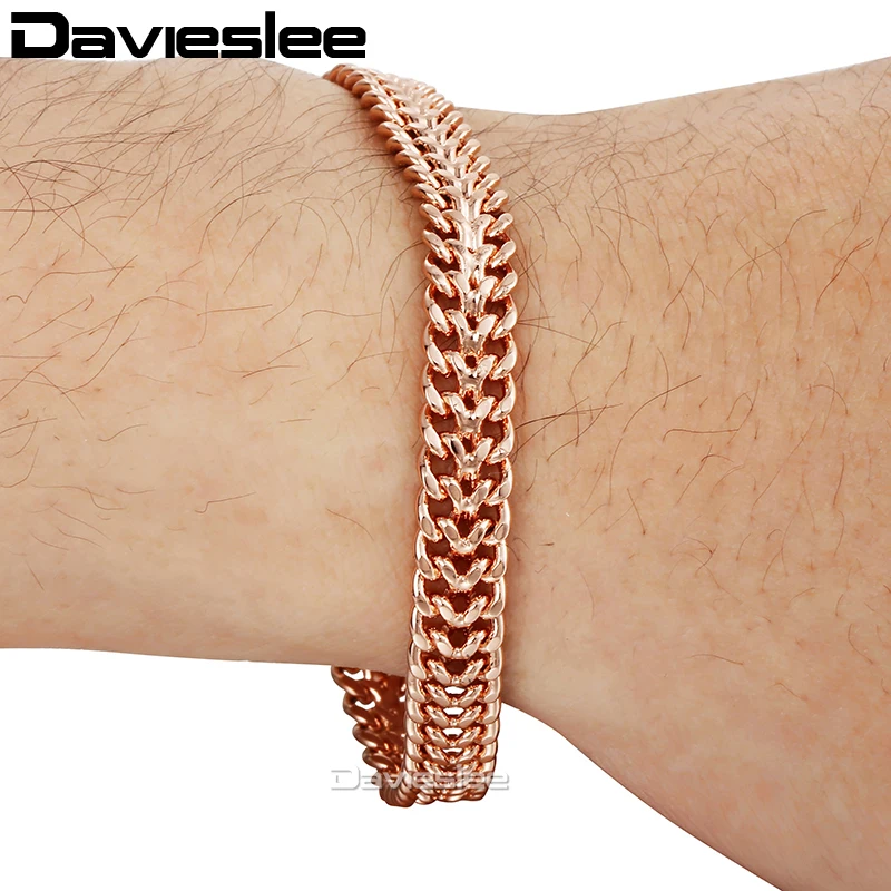 Davieslee 585 Gold Color Bracelet For Womens Chain Helix Bismark Link 7mm 18cm 20cm 23cm Dropshipping DGB283A