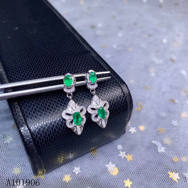 

KJJEAXCMY Fine Jewelry 925 sterling silver inlaid natural emerald female earrings support review new luxury