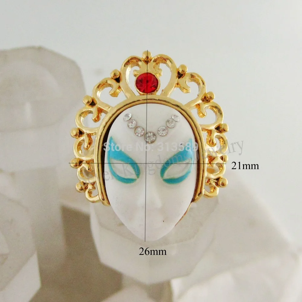 BEIjing OPERA FACE TRADITIONAL MASK RING SIZE FROM 6 to 9 - YELLOW GOLD COLOR GREAT QUALITY