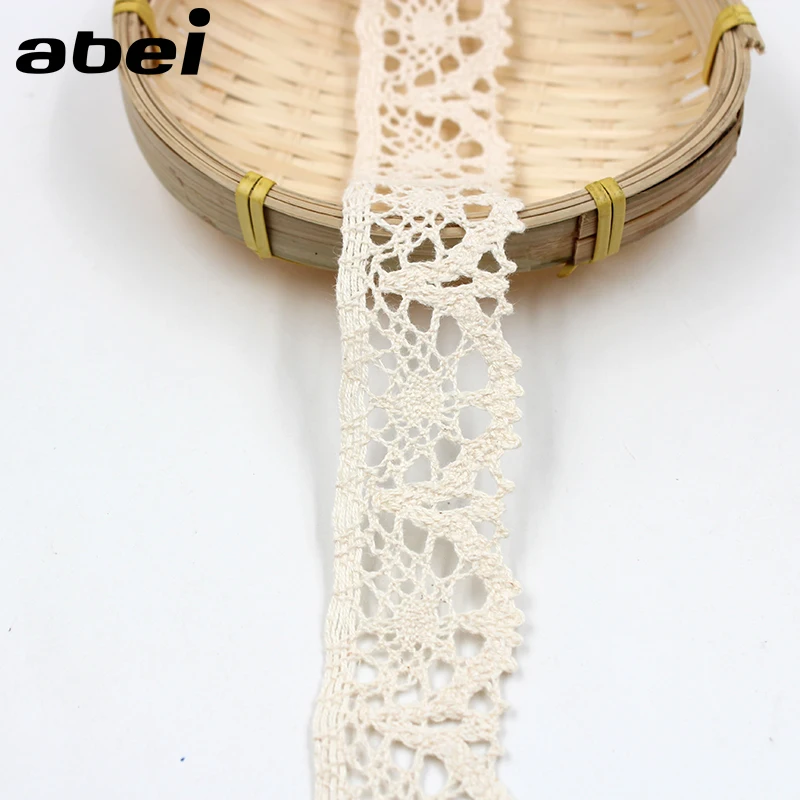 5yards/lot 3.5cm Cotton Lace Trims Beige Ribbon Wedding Craft Scrapbook Decoration Hometexile Sweater Tablecover Embellishment