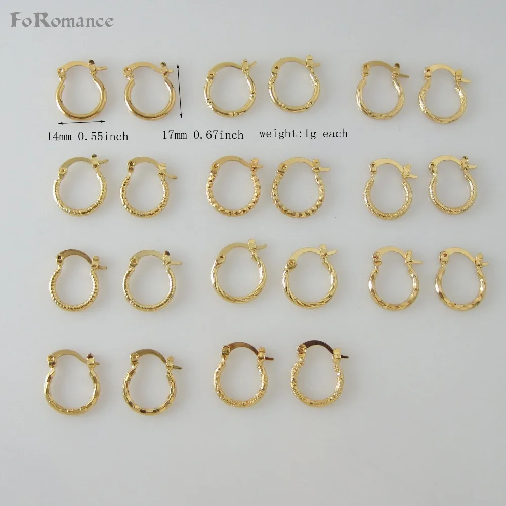 Foromance EIGHT STYLES GREAT DESIGN YELLOW GOLD PLATED ROUND HOOP TALL 17MM 0.63