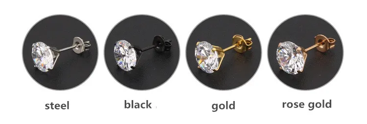 1 # Ohrringe mit AAA, rundem, sauberen Zirkon, Edelstahl-Ohrring, IP-Beschichtung, kein Verblassen, allergiefrei, hochwertiger Schmuck – Detail 10