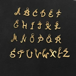 26pcs/Lot From A to Z Initials Alphabets Pendants Stainless Steel Gold Color Whole 26 Letters Charm DIY Jewelry