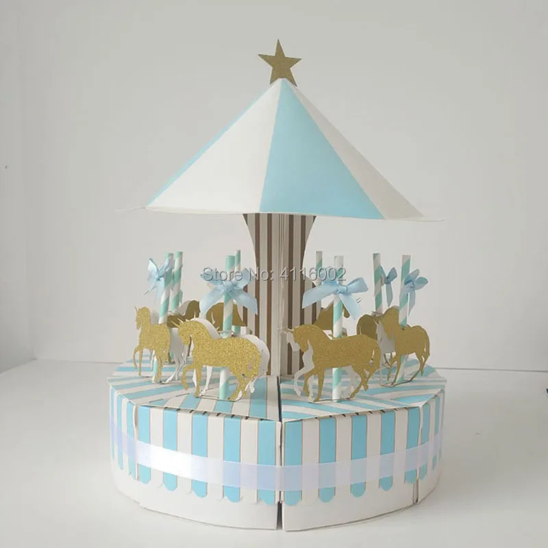 

30sets Romantic Merry-go-round Candy Cake Box Christening Baby Shower Baptism Wedding Easter Hollween First Communion Present