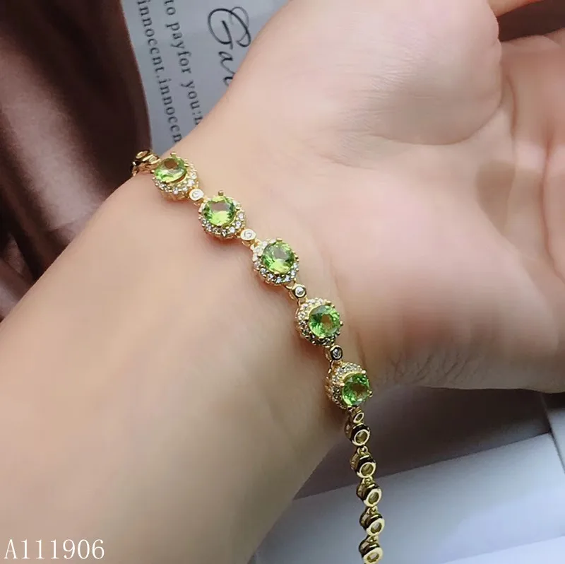 

KJJEAXCMY Boutique Jewelry 925 Sterling Silver Inlaid Natural Peridot Women's Bracelet Support Test