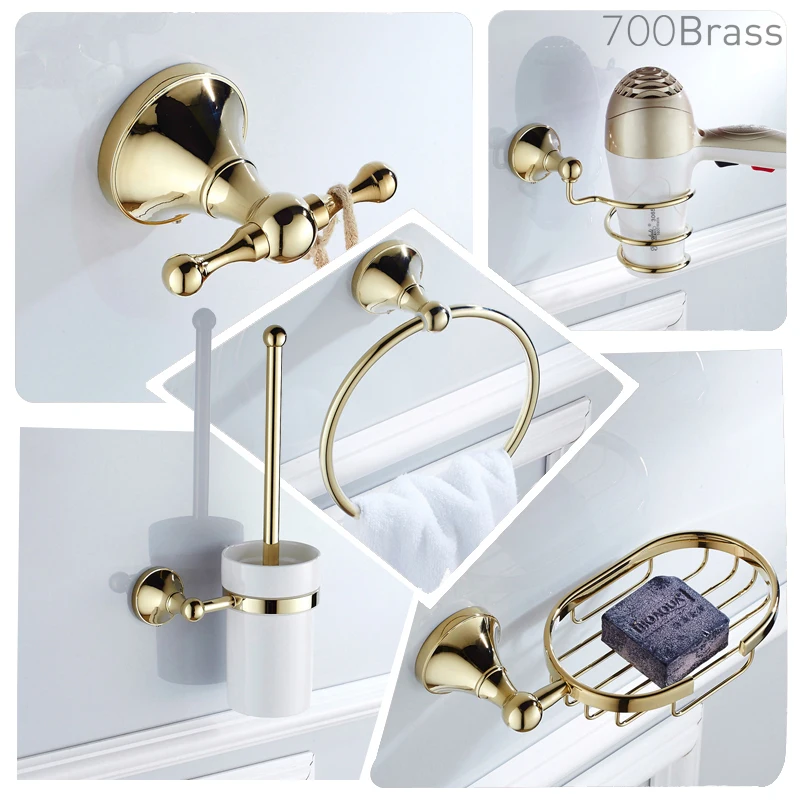 

Luxury Polished Gold Bath Hardware Set Wall Mounted Towel Holder Rack Soap Dish Towel Bar Shelf Shower Bathroom Accessories