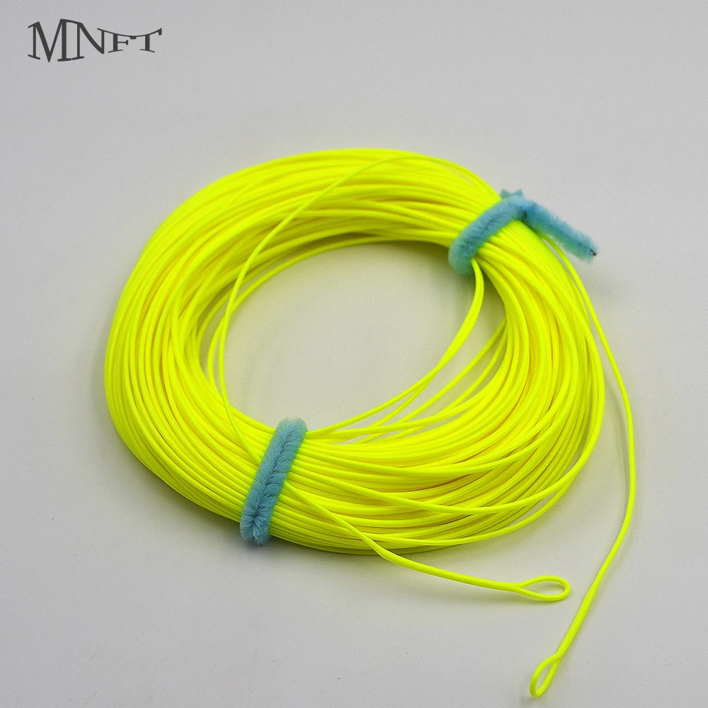 MNFT 100FT Fluo Yellow Color Weight Forward Floating Fly Line with 2 Welded Loops Fly Fishing Line WF4F WF5F WF6F WF7F WF8F