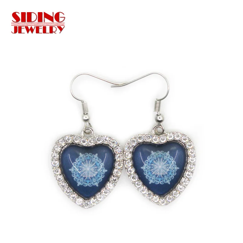 2018 New Arrival 5pair/lot Snowflakes Style 7 Crystal Heart Earring Earrings Charms Fashion Pendientes DIY Jewelry Charms