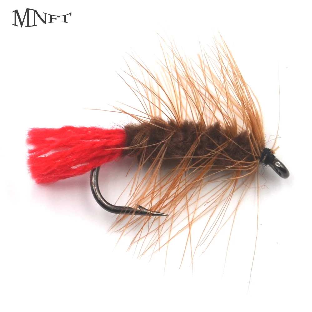 MNFT 10PCS Brown Nymph Bugger Wooly Worm Fly Trout Fly Fishing Baits Artificial Fly Fishing Lure 6#