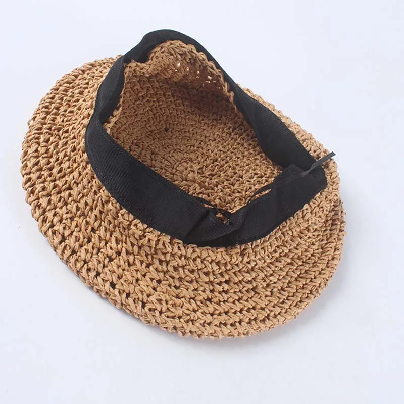 New fashion berets adjustable straw beret women straw hat Ladies Flat Solid Cap French Style Hand Hook Papyrus Beret Hat