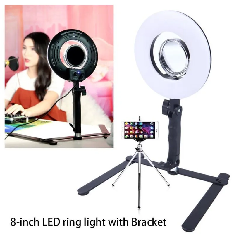 

8'' 24W 5500K Tabletop Phone Video Dimmable LED Selfie Ring Light For Women Makeup Live Video Light Kit With Free Gift