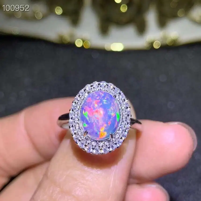 Kjjeaxcmy Boutique Schmuck reines Silber eingebettet Natur opal Stein Luxus Ring Unterstützung Erkennung