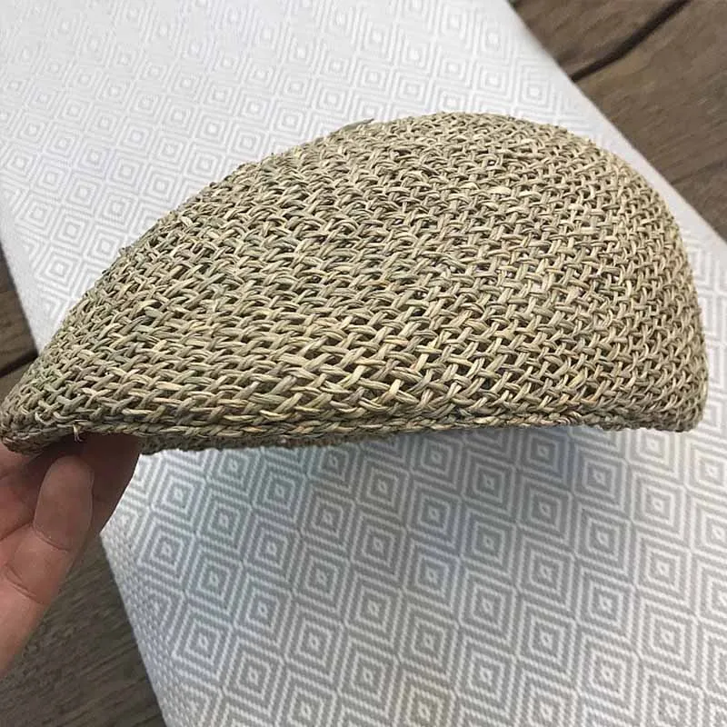 Unisex Gatsby Visor Hat Man Women Newsboy Cap Summer Sun Hat Kentucky Derby Twisted Seagrass Ivy Straw Cap Cabbie Cap Beret Hat