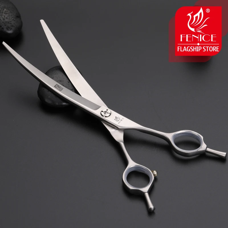 Fenice 7.5 inch Professional Curved Dogs Grooming Scissors Pets Hair Cuttings Shears Japan 440c Stainless Steel