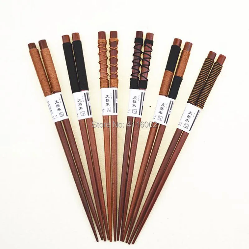 Popular Japanese Chopsticks Tied Tip Line Natural Wood Chopsticks Sushi Chopsticks Black Iron Wood Wrapped Wire Khaki