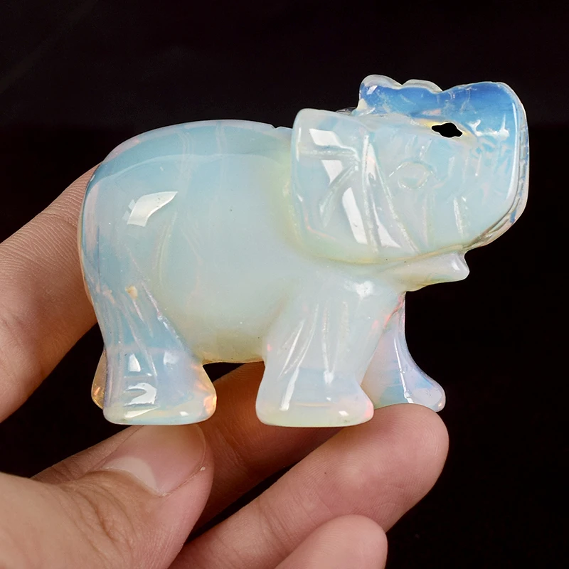 30 pcs 2 Inch hand craft stone Elephant Figurines Mini Animals Statue for Decor Chakra Healing crystal quartz feng shui